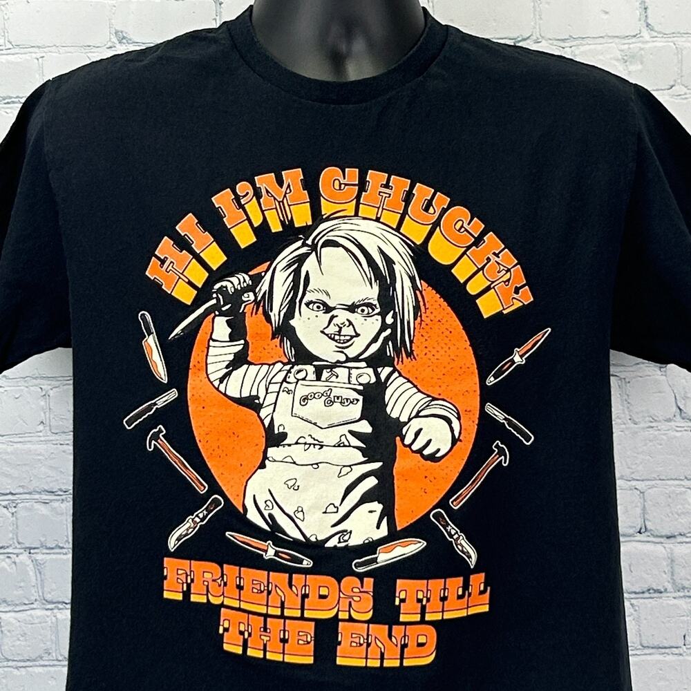Chucky Friends Till The End T Shirt Black Child's Play Horror Halloween M Medium